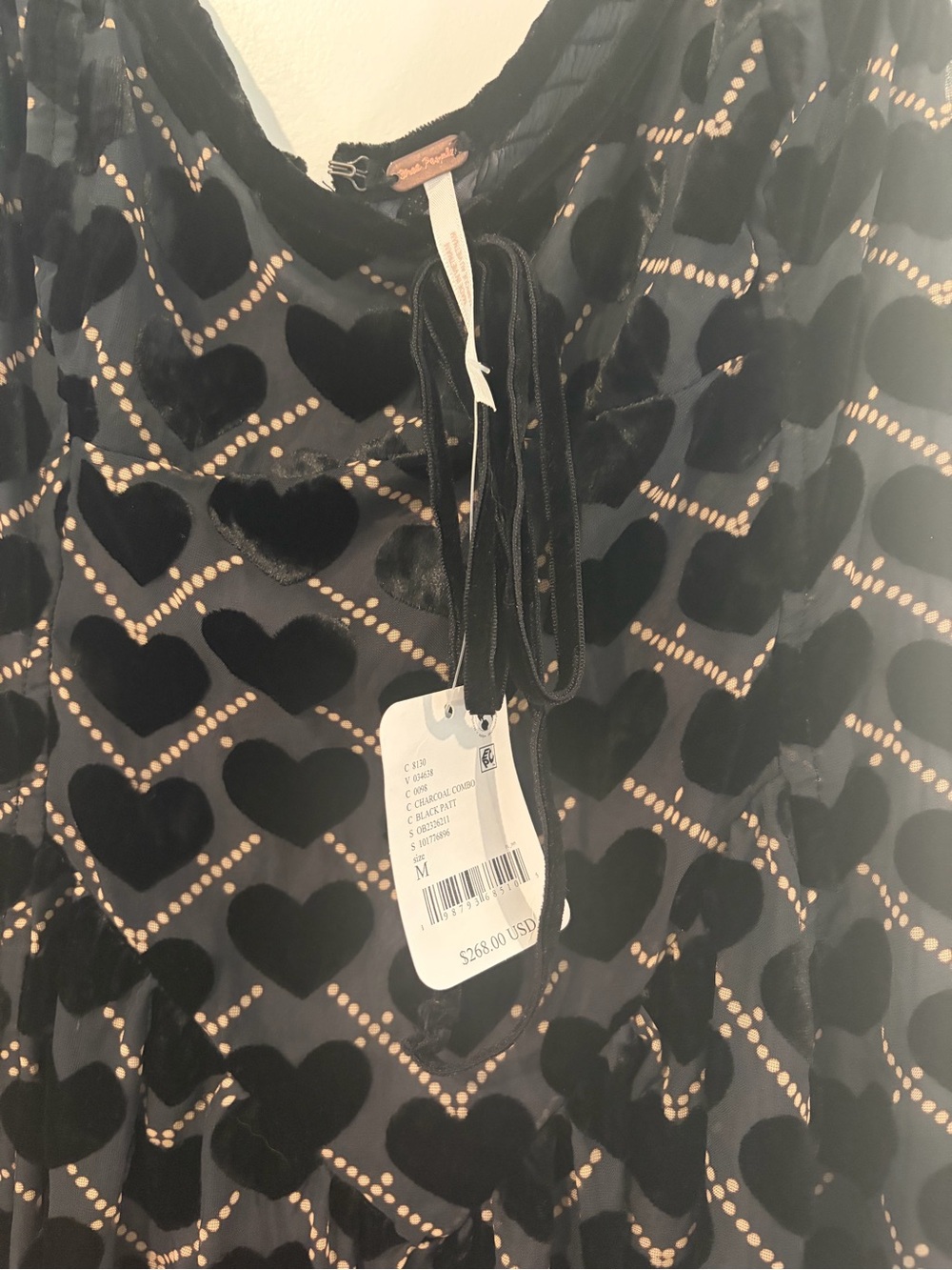 Free People Black Velvet Chevron Midi Dress - Picture 7 of 8